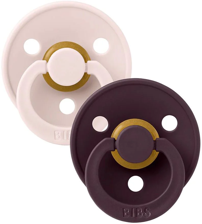Set 2 suzete rotunde din latex BIBS Colour Petal/Plum (0-6 luni) foto