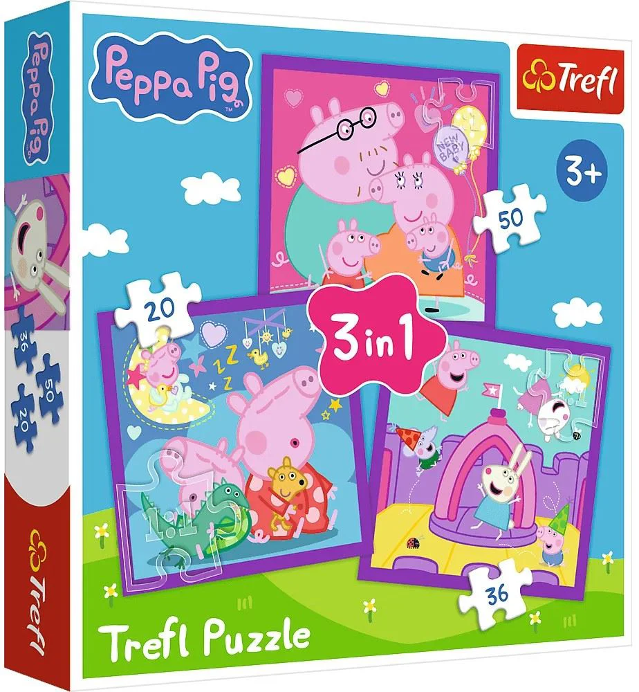 Puzzle Trefl 3 in 1 Obiceiurile Purcelusei Peppa foto