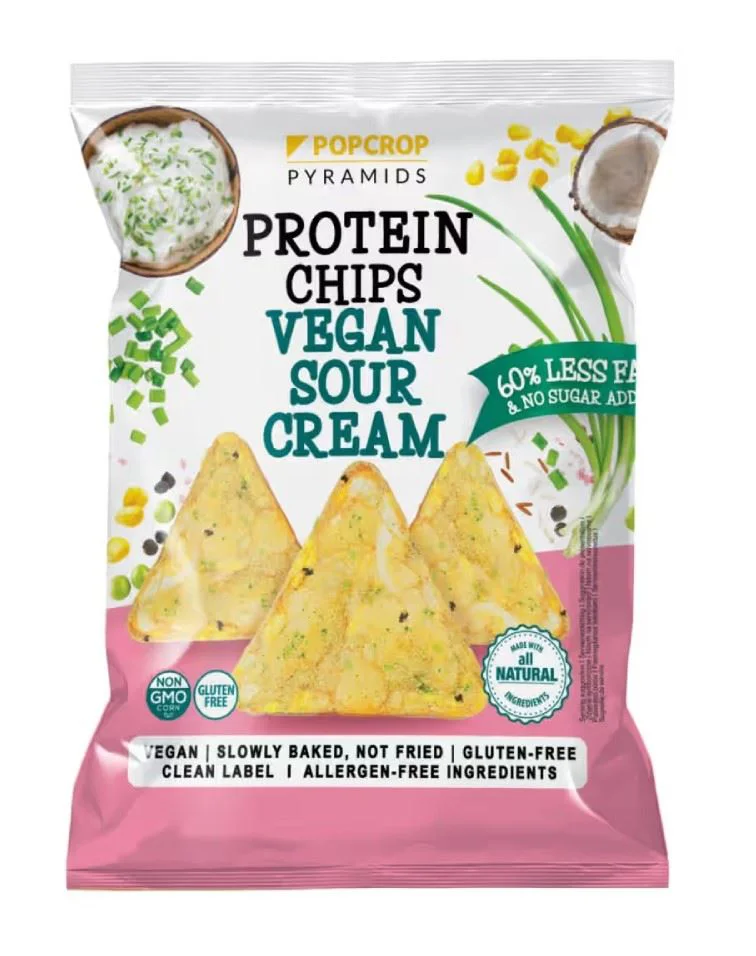 image for Chipsuri cu proteina Vegan Popcrop Sour Cream, 60 g foto