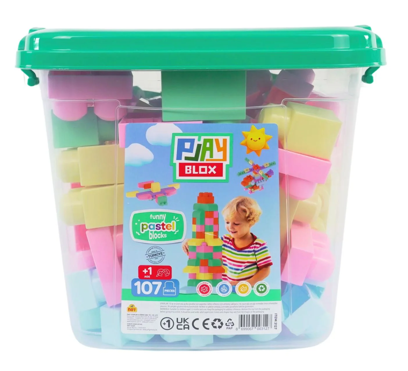 image for Конструктор Play Toys ведро с пастельными блоками, 107 эл. foto