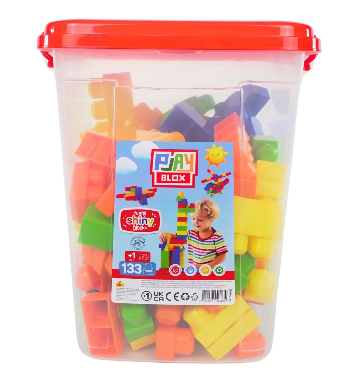 Set de constructie Play Toys Galeata cu blocuri, 133 el. foto