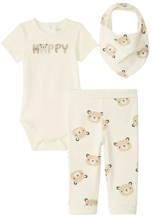 image for Orchestra Set 3 piese Happy Bear - pantaloni, baveta si body foto