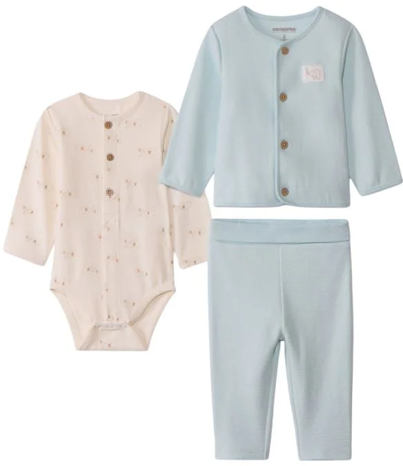 image for Orchestra Set 3 piese Baby Blue - cardigan, body si pantaloni foto