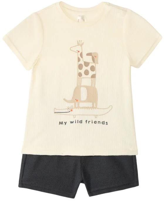 image for Orchestra Set 2 piese Giraffe - tricou si pantaloni scurti foto