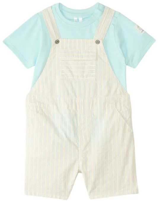 image for Orchestra Set 2 piese Baby Blue - tricou si salopeta scurta foto