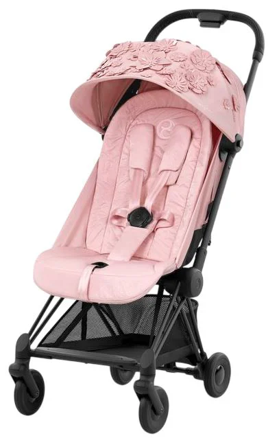 image for Carucior de plimbare Cybex Coya Matt Black Simply Flowers Pink foto