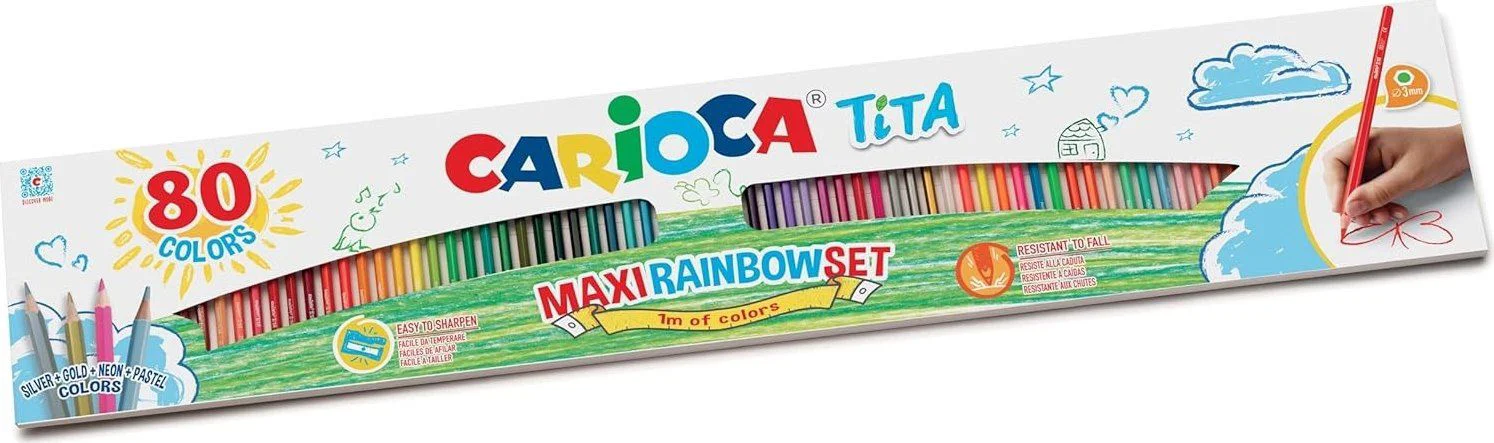 image for Creioane colorate Carioca Tita Curcubeu, 80 buc. foto