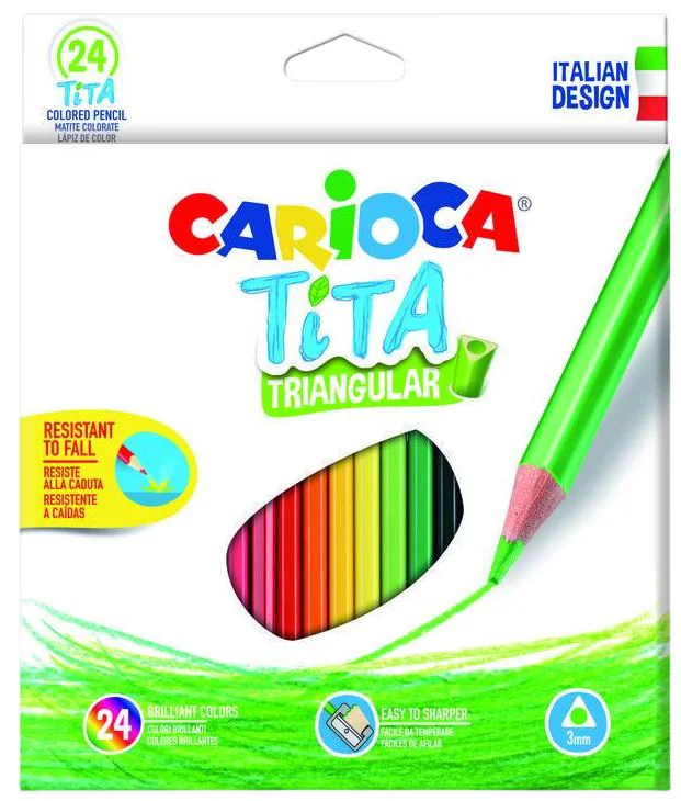 image for Creioane colorate Carioca Tita triunghi, 24 buc. foto