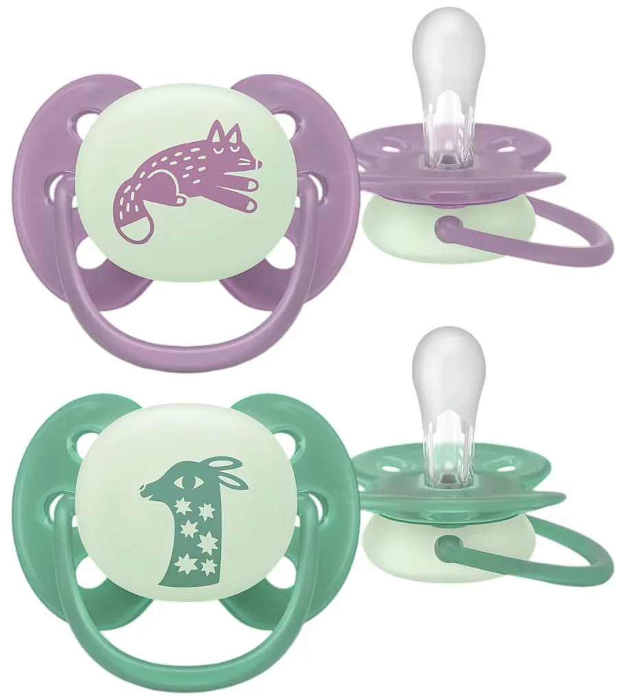 image for Suzete ortodontice de noapte Philips AVENT Ultra Soft Mov-verde (6-18 luni), 2 buc. foto