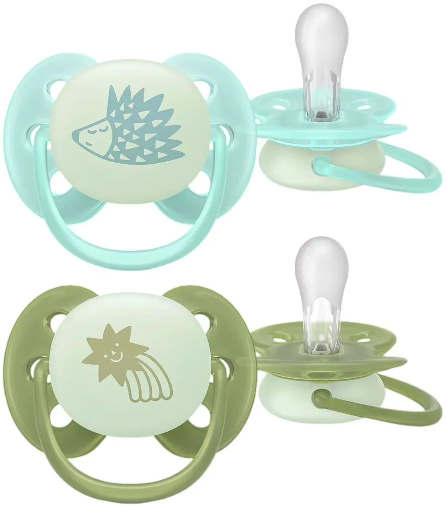 image for Suzete ortodontice de noapte Philips AVENT Ultra Soft Albastru-verde (0-6 luni), 2 buc. foto