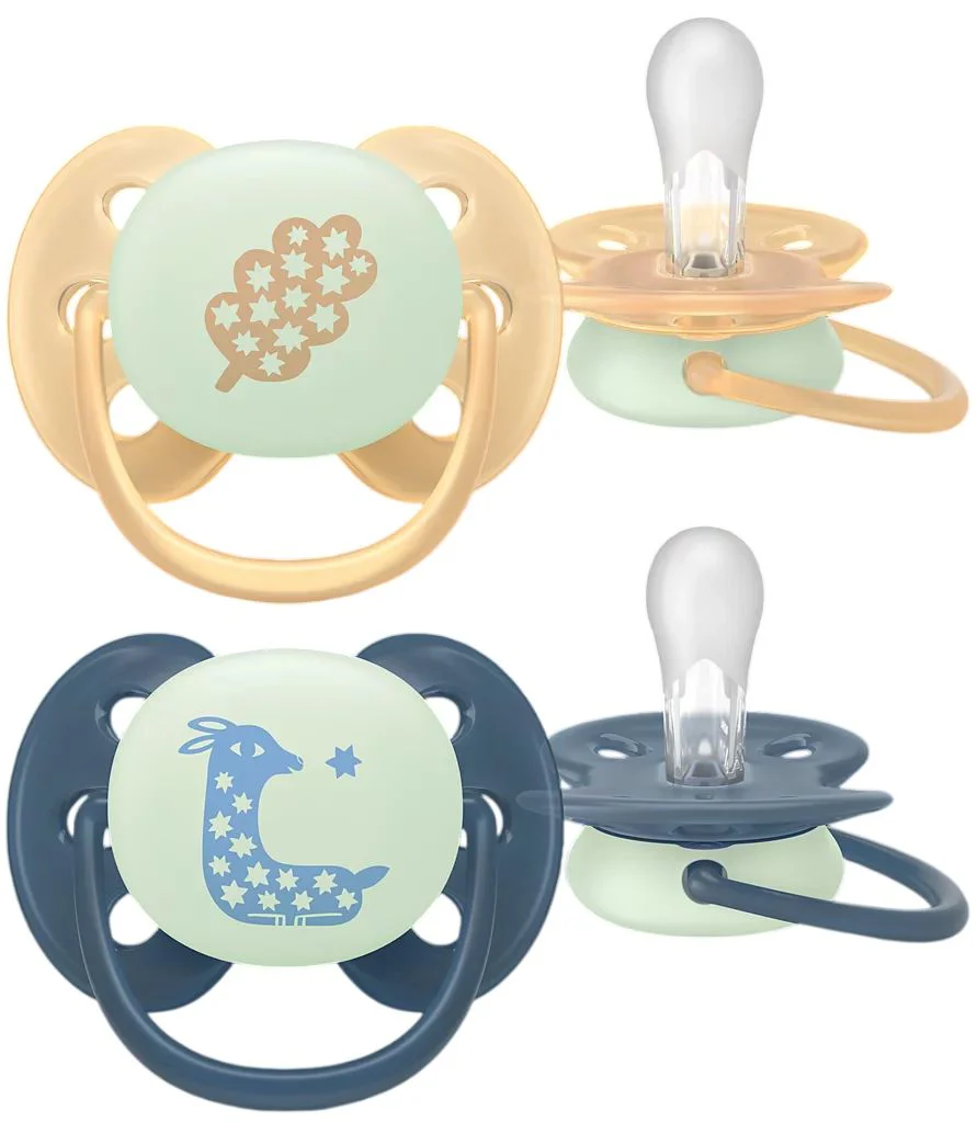 image for Suzete ortodontice de noapte Philips AVENT Ultra Soft Albastru-portocaliu (6-18 luni), 2 buc. foto