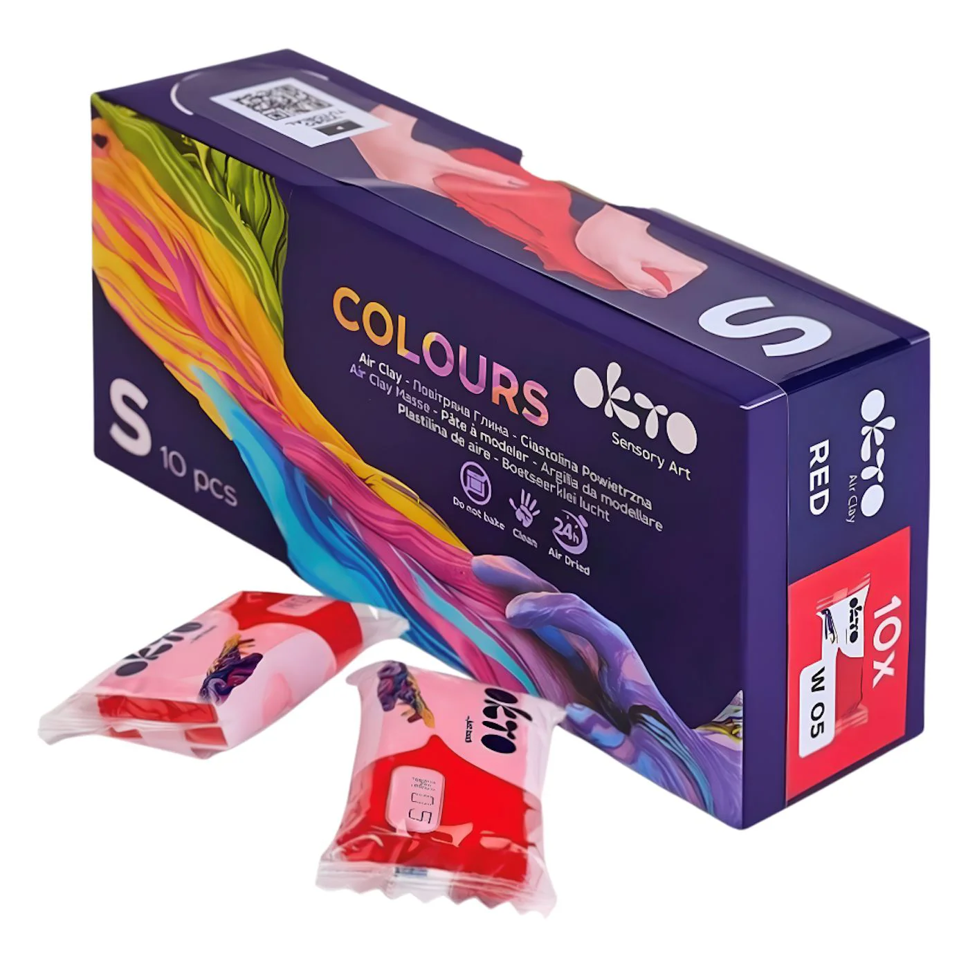 image for Воздушный пластилин Okto Colours Красный, 10 эл. foto