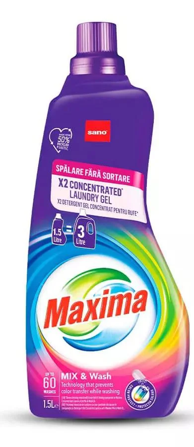 image for Detergent concentrat Sano Maxima pentru rufe Mix&Wash, 1500 ml foto
