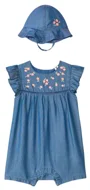 Orchestra Set 2 piese Flower Denim - salopeta scurta si boneta asortata foto