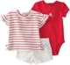 Carter's Set 3 piese Red Stripe - tricou, body si pantaloni scurti din bumbac foto