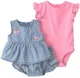 Carter's Set 3 piese Chambray Cherry - top fara maneci, body si pantaloni scurti foto
