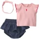 Carter's Set 3 piese Chambray Seahorse - bentita, top fara maneci si pantaloni scurti foto
