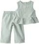 Carter's Set 2 piese Green Striped Faux Linen - top fara maneci si pantaloni foto