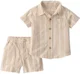 Carter's Set 2 piese Khaki Stripes - camasa si pantaloni scurti foto