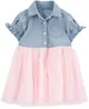 OshKosh Rochita din denim cu tulle Iris Blue Ozone foto