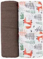 Set 2 pelinci din muselina de bambus Petite&Mars Misty Forest Fox, 120x120 cm foto