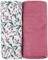 Set 2 pelinci din muselina de bambus Petite&Mars Misty Pink Meadow, 120x120 cm foto