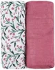 Set 2 pelinci din muselina de bambus Petite&Mars Misty Pink Meadow, 120x120 cm foto