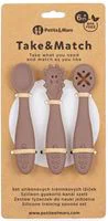 Set 3 lingurite din silicon pentru antrenament Petite&Mars Take&Match Velvet Latte
