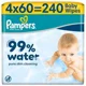 Влажные салфетки Pampers Wipes Water, 4x60 шт. foto