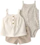 Carter's Set 3 piese Ivory Cheetah - top, pantaloni scurti si body foto