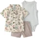 Carter's Set 3 piese Desert Linen - camasa, pantaloni scurti si body foto