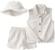 Carter's Set 3 piese Brown Stripe - top, pantaloni scurti si palarie foto