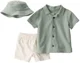 Carter's Set 3 piese Green Seersucker - camasa, pantaloni scurti si palarie foto