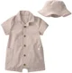 Carter's Комплект 2 в 1 Khaki Canvas - короткий комбинезон и панама foto
