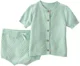 Carter's Set 2 piese Green Sweater - top cu nasturi si pantaloni scurti foto