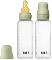 Set 2 biberoane din plastic BIBS Sage cu tetina din latex flux mediu, 270 ml