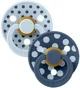 Set 2 suzete rotunde din latex BIBS Studio Colour Polka dot Baby Blue/Steel Blue (0-6 luni) foto