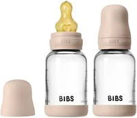 Set 2 biberoane din sticla BIBS Blush cu tetina din latex flux lent, 120 ml foto