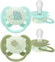 Suzete ortodontice de noapte Philips AVENT Ultra Soft Albastru-verde (0-6 luni), 2 buc. foto