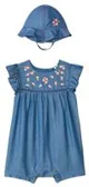 Orchestra Set 2 piese Flower Denim - salopeta scurta si boneta asortata foto