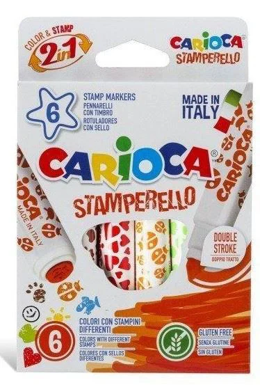 Set carioci lavabile cu varf de stampila Carioca Stamperello, 6 buc. foto