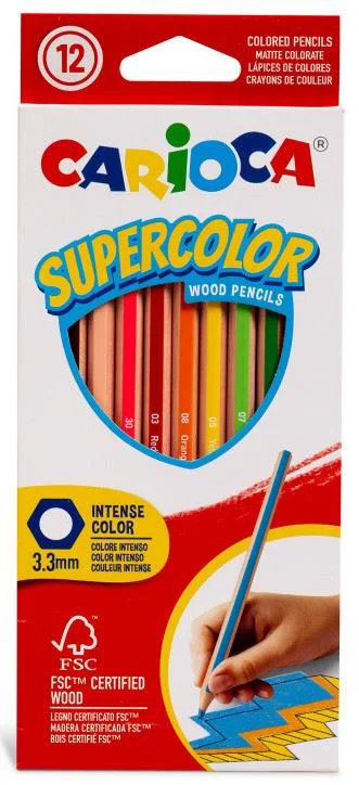 image for Set creioane colorate hexagonale Carioca Supercolor, 12 buc. foto