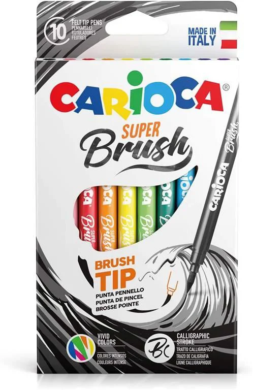 image for Set carioci cu varf pensula Carioca Super Brush, 10 buc. foto