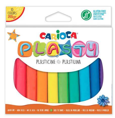 Plastilina Carioca Plasty, 10 culori, 200 g foto