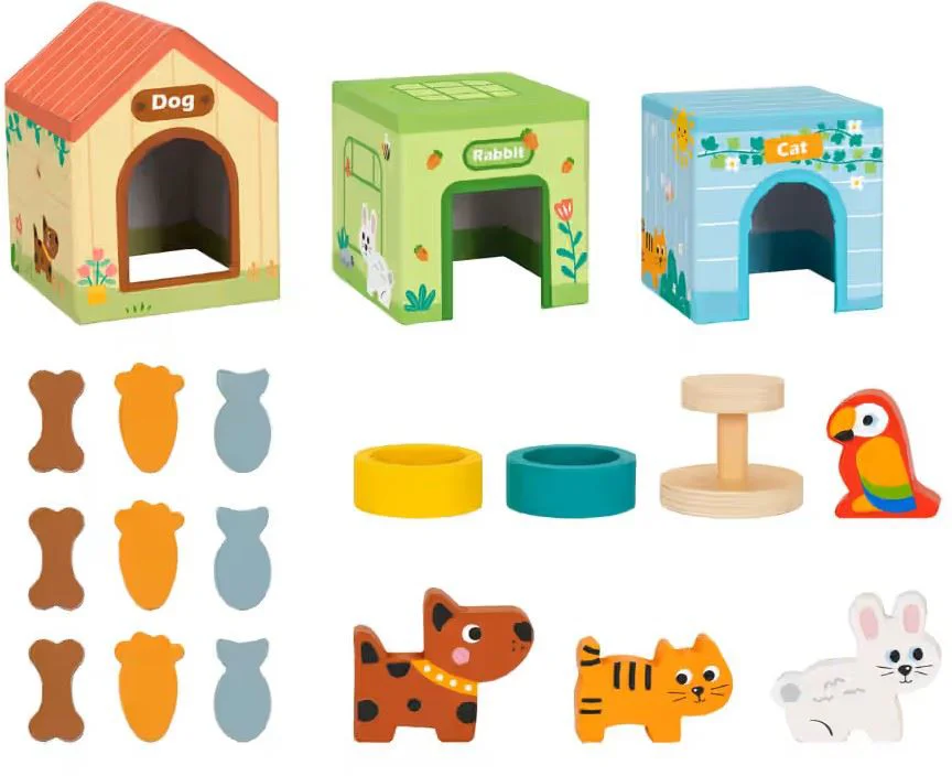 Set casute din lemn Tooky Toy pentru animale de companie foto