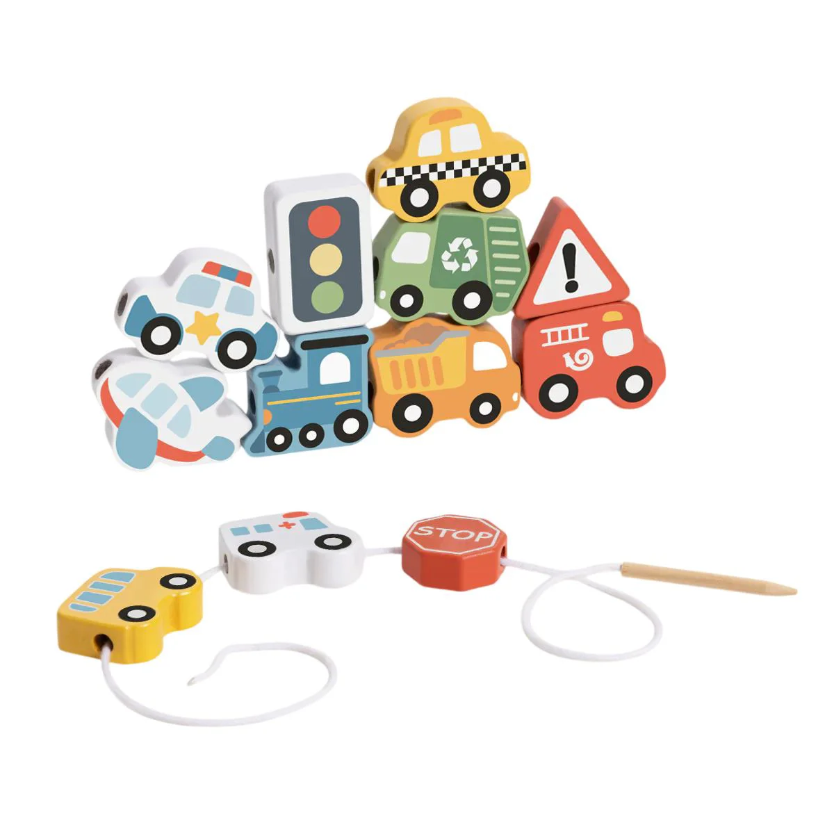 Jucarie din lemn de tras Tooky Toy Transport foto