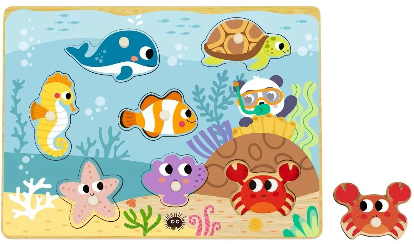 image for Puzzle educativ din lemn Tooky Toy Animale marine foto