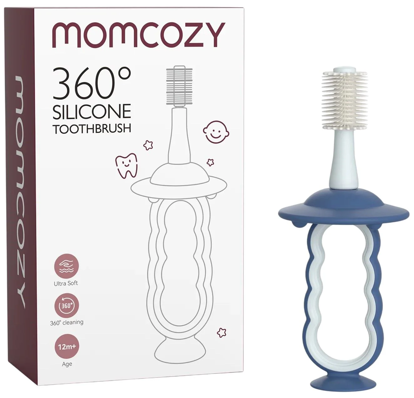 image for Periuta de dinti din silicon pentru bebelusi Momcozy Blue foto