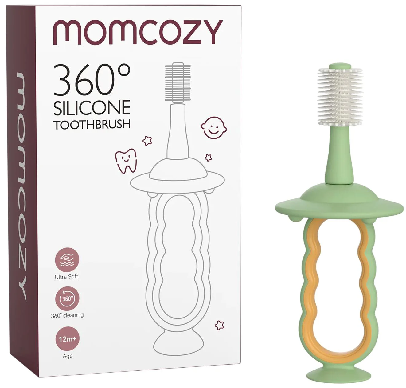 image for Periuta de dinti din silicon pentru bebelusi Momcozy Green foto