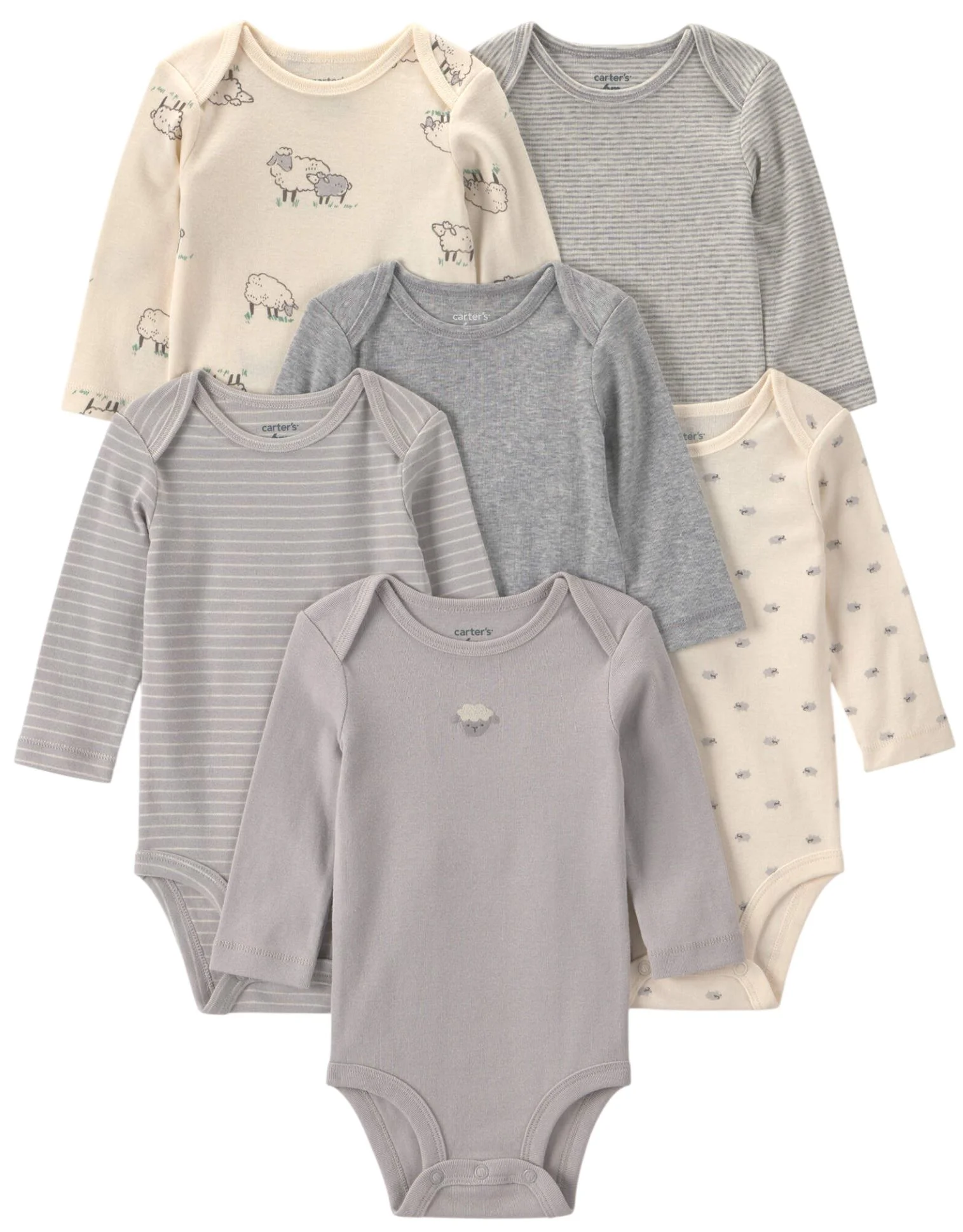 image for Carter's Set 6 body cu maneca lunga Sheep & Stripes foto